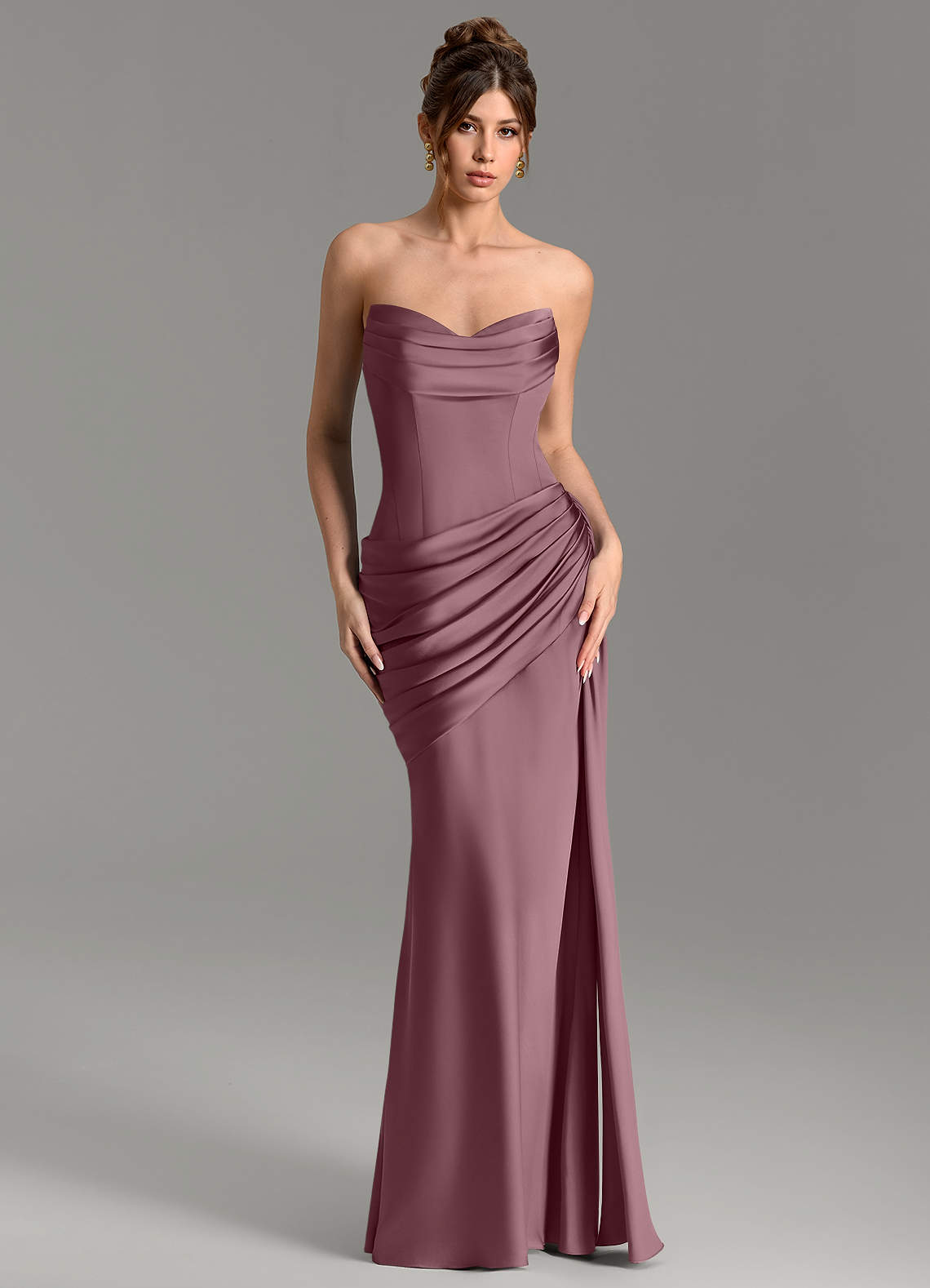 Zorah Mermaid Sweetheart Stretch Satin Bridesmaid Dress in Amethyst