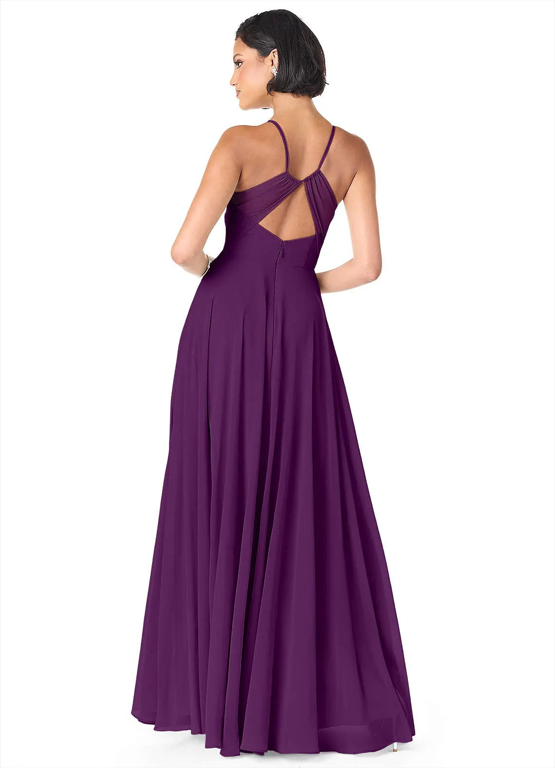 Avelina A-Line V-Neck Chiffon Bridesmaid Dress in Grape