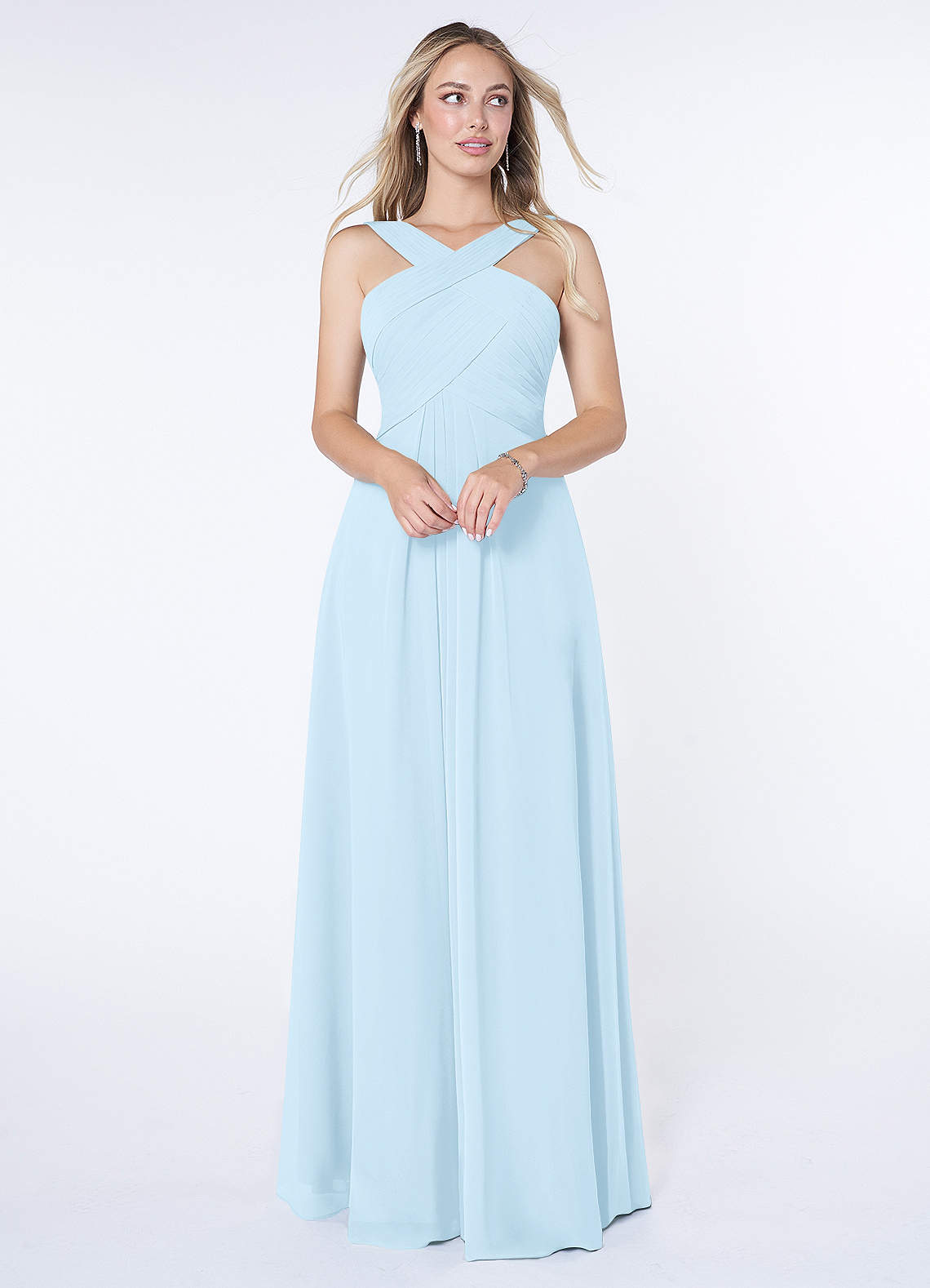Kaleigh A-Line Halter Chiffon Bridesmaid Dress in Sky Blue