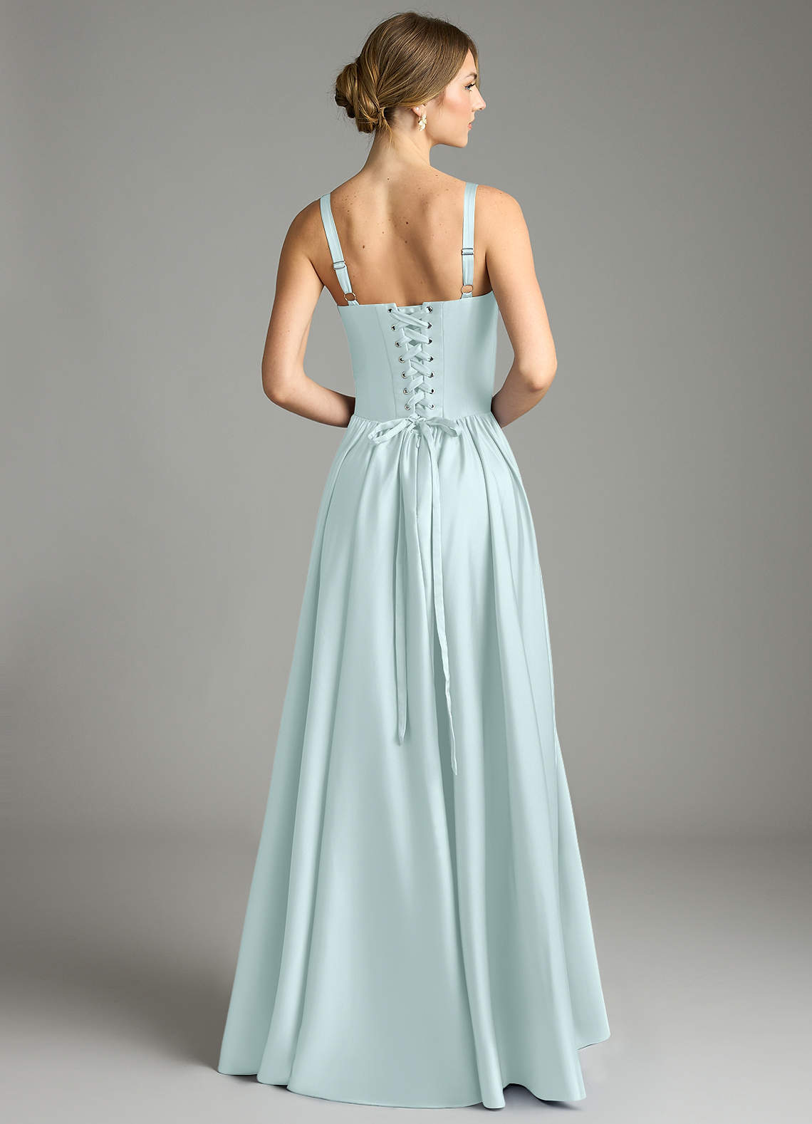Evadina A-Line Sweetheart Stretch Satin Bridesmaid Dress in Sea Glass