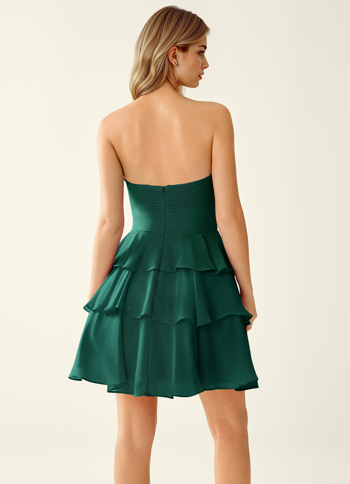 Orosecy A-Line Mini Strapless Chiffon Prom Dress in Hunter Green - photo 2