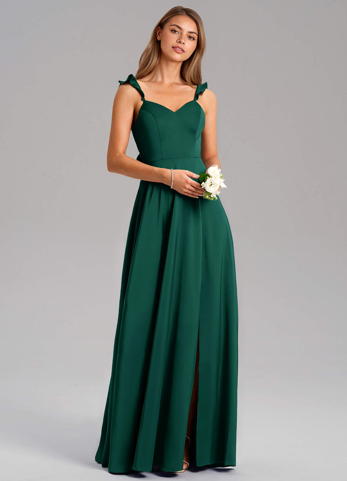 Everett A-Line V-Neck Chiffon Bridesmaid Dress in Emerald