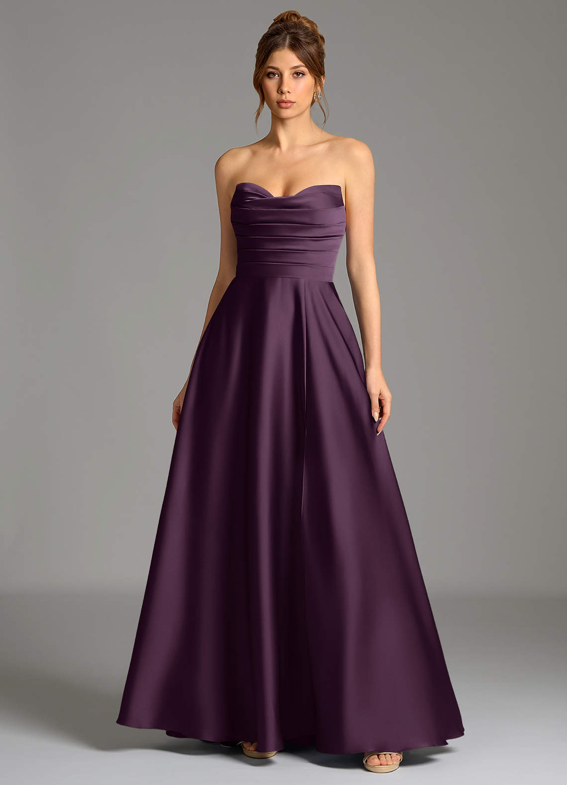 Ayla A-Line Sweetheart Stretch Satin Bridesmaid Dress in Plum