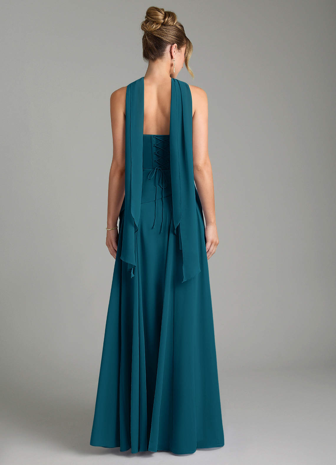 Gabriela A-Line Cowl-Neck Chiffon Bridesmaid Dress in Ink Blue