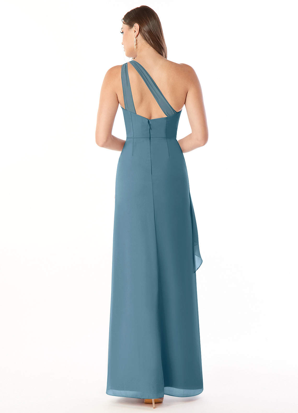 Maive Sheath One-Shoulder Chiffon Bridesmaid Dress in Bermuda