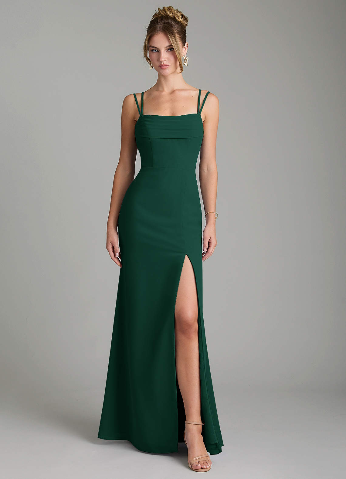 Egypt Sheath Sweetheart Chiffon Bridesmaid Dress in Emerald