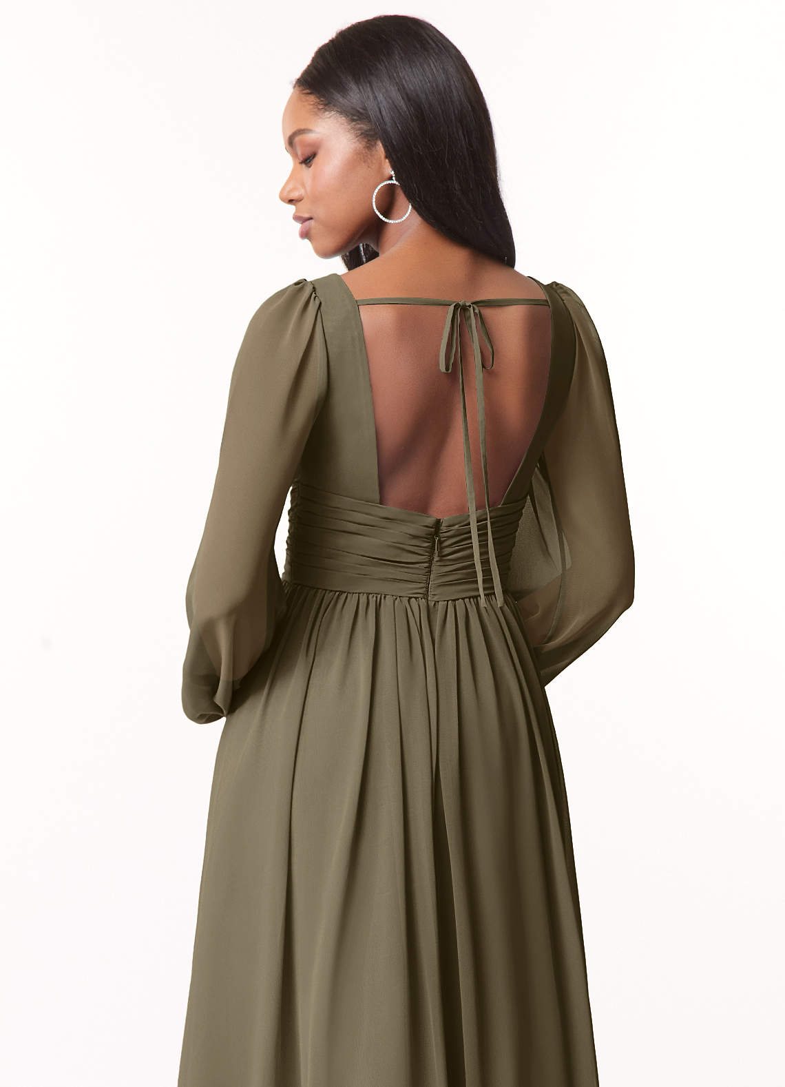 Norah A-Line V-Neck Chiffon Bridesmaid Dress in Willow Green