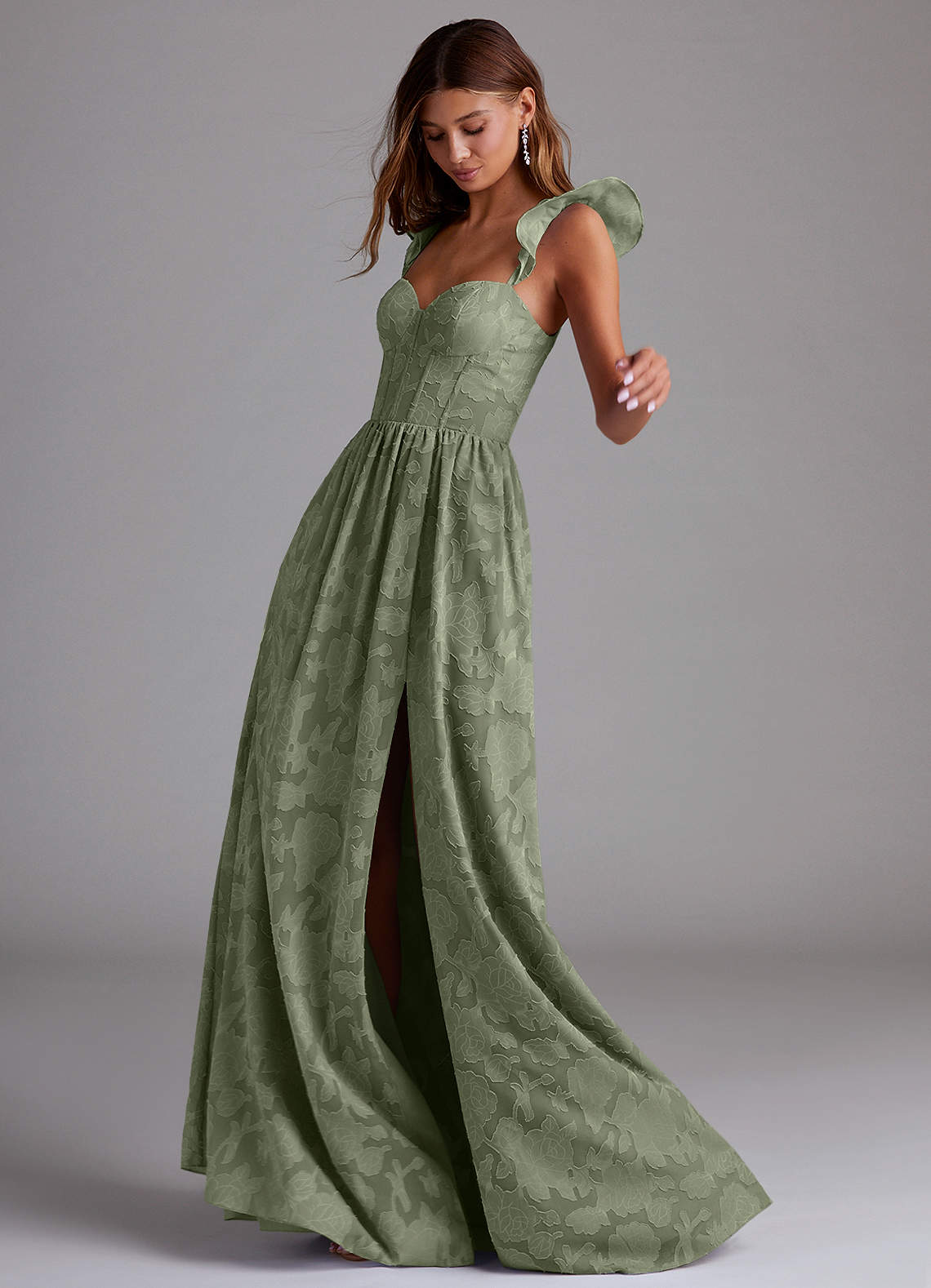 Denisse A-Line Sweetheart Floral Burnout Bridesmaid Dress in Pistachio