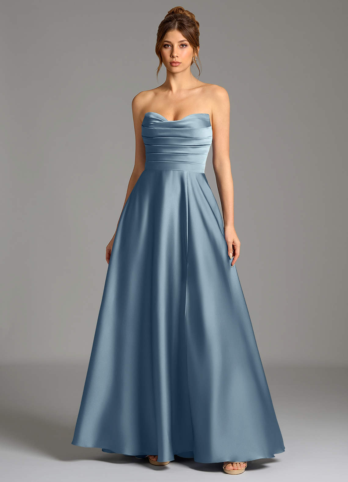 Ayla A-Line Sweetheart Stretch Satin Bridesmaid Dress in dusty blue