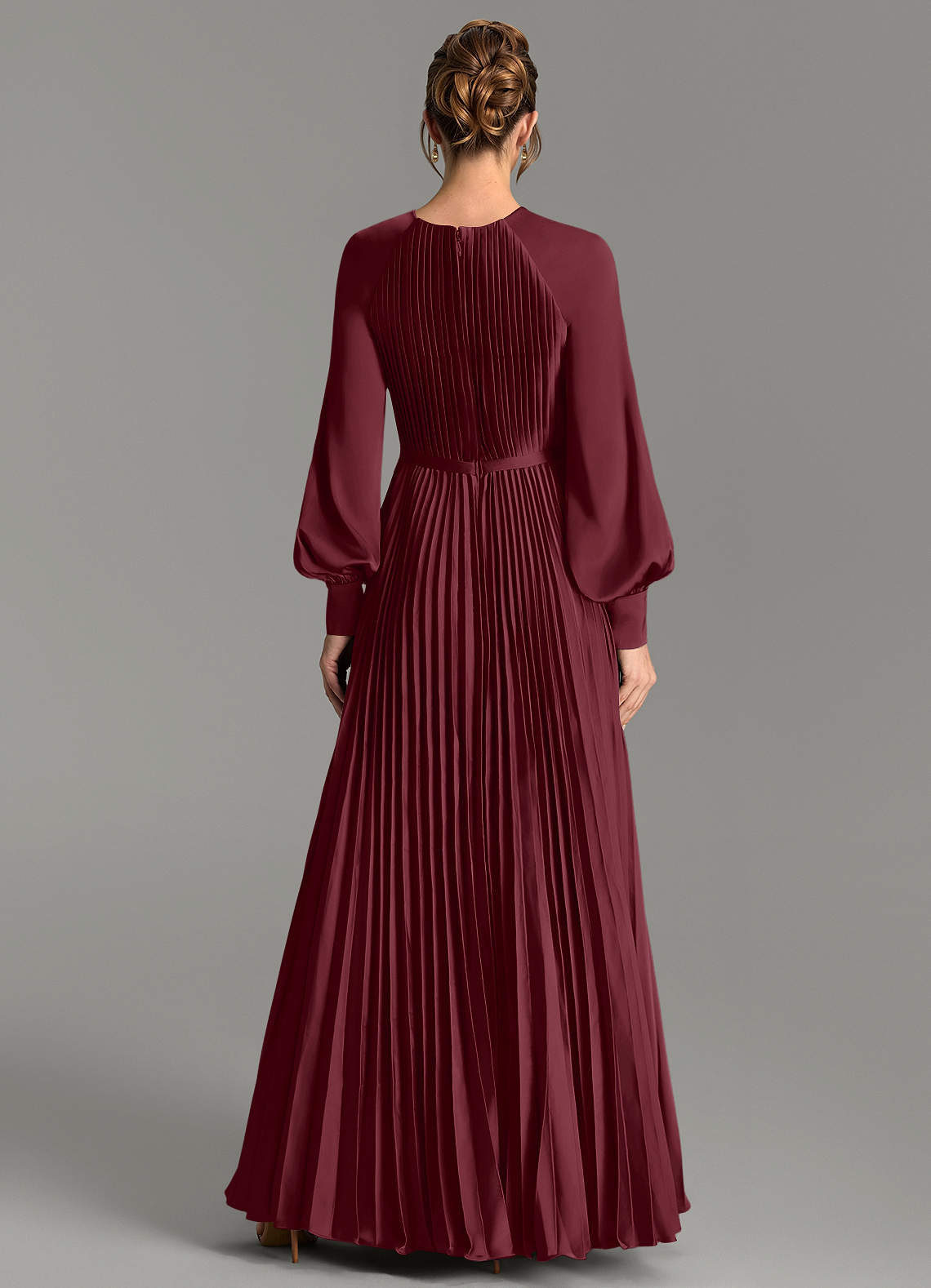 Grayson A-Line Scoop-Neck Stretch Satin Bridesmaid Dress in Cabernet