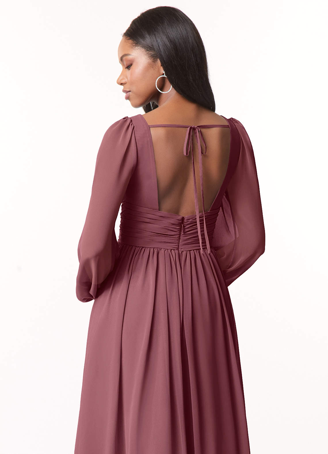 Norah A-Line V-Neck Chiffon Bridesmaid Dress in Desert Rose