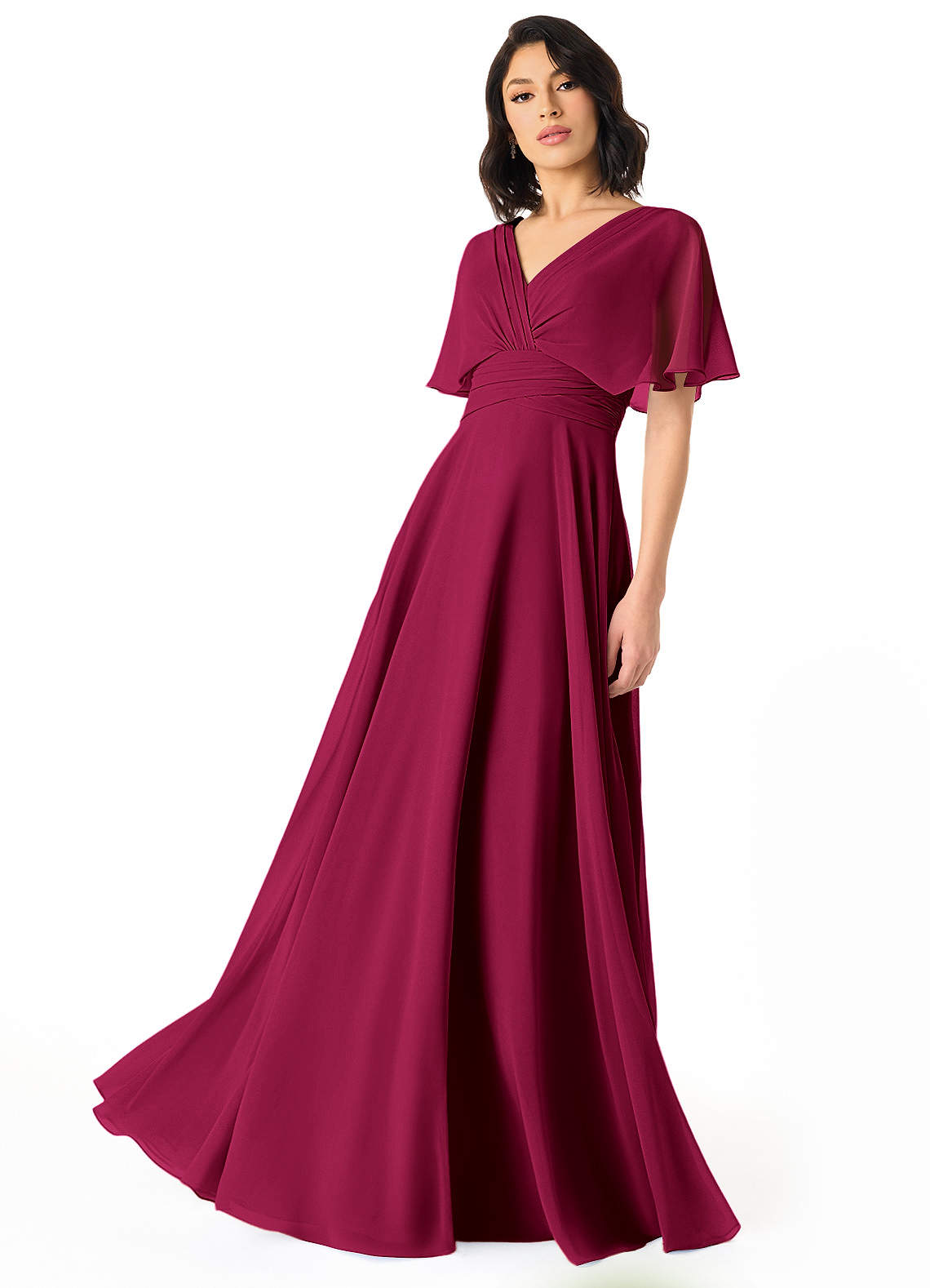 Pamela A-Line V-Neck Chiffon Bridesmaid Dress in Burgundy