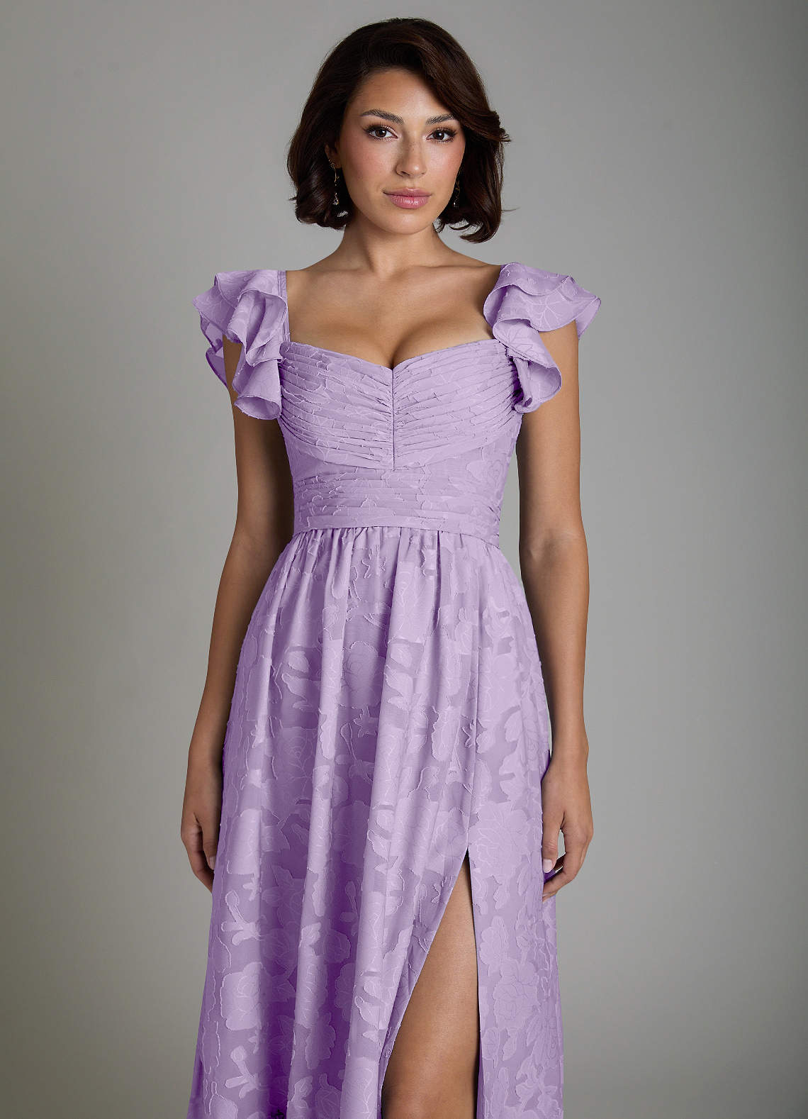 Anaya A-Line V-Neck Floral Burnout Bridesmaid Dress in Lilac