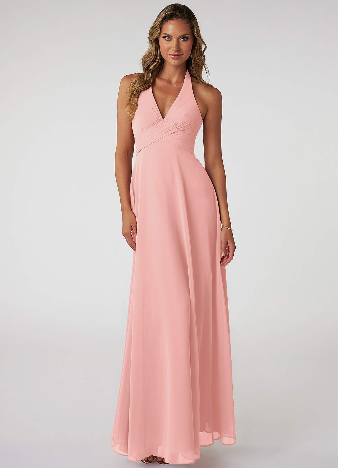 Tessie A-Line V-Neck Chiffon Bridesmaid Dress in Rosette