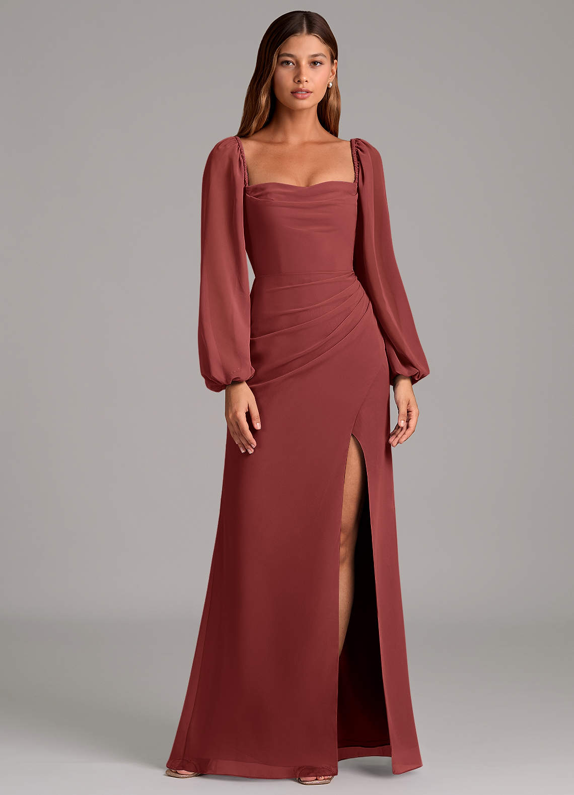 Brixley Mermaid Sweetheart Chiffon Bridesmaid Dress in Terracotta