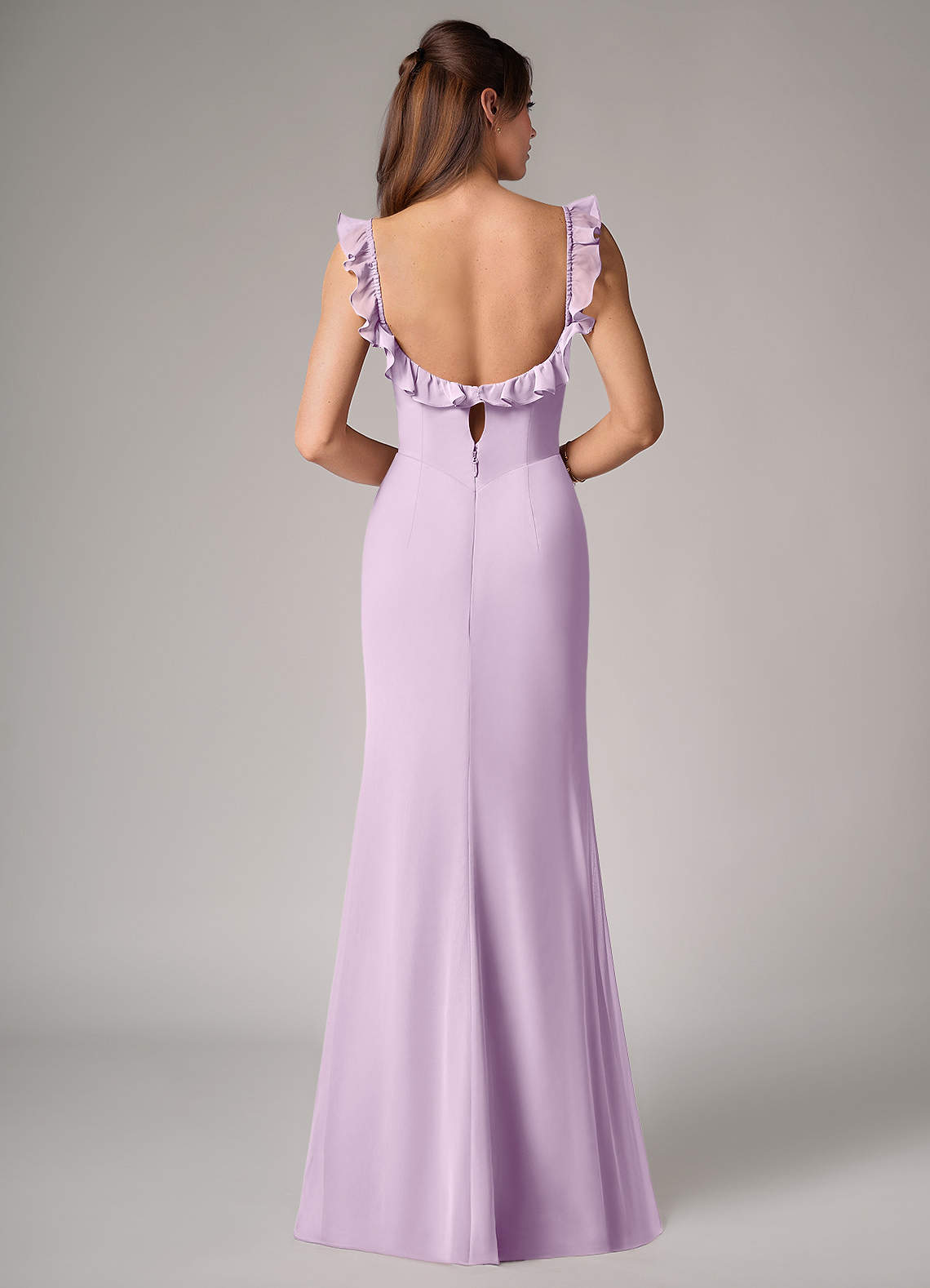 Callie Mermaid Scoop-Neck Chiffon Bridesmaid Dress in Frosted Lilac