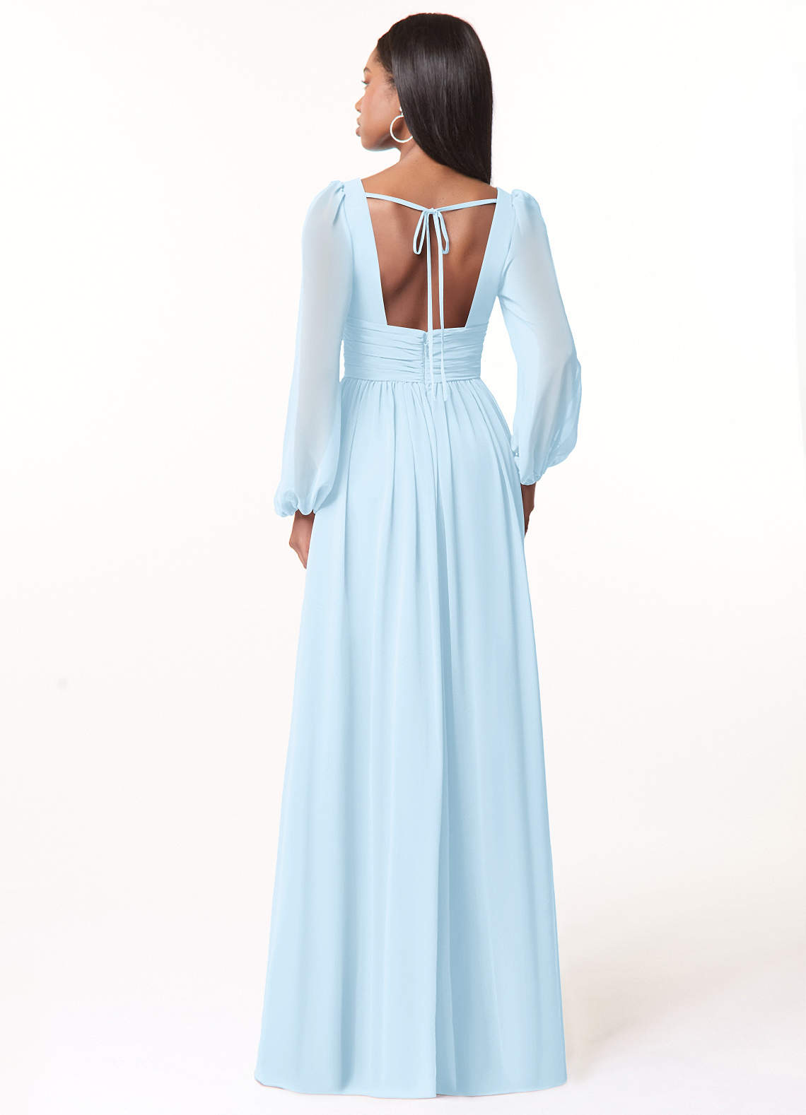 Norah A-Line V-Neck Chiffon Bridesmaid Dress in Sky Blue