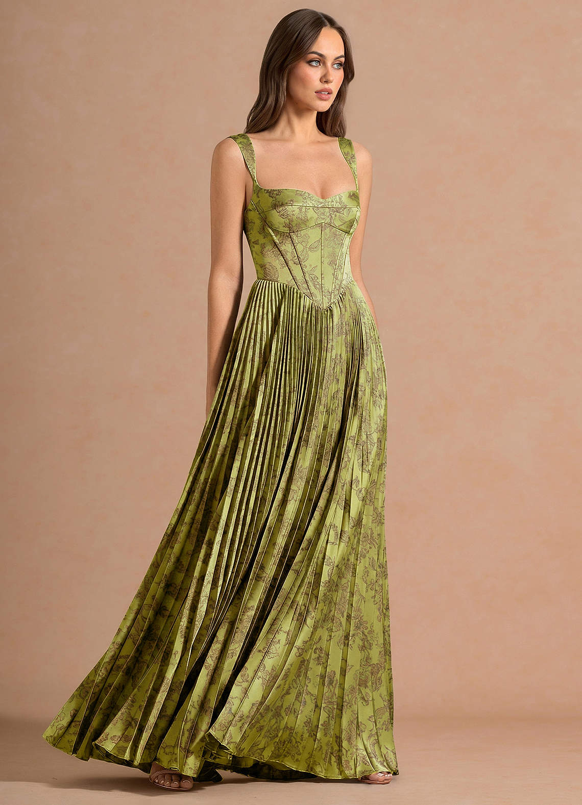 Isonelle A-Line Sweetheart Jacquard Wedding Guest Dress in Moss Navy