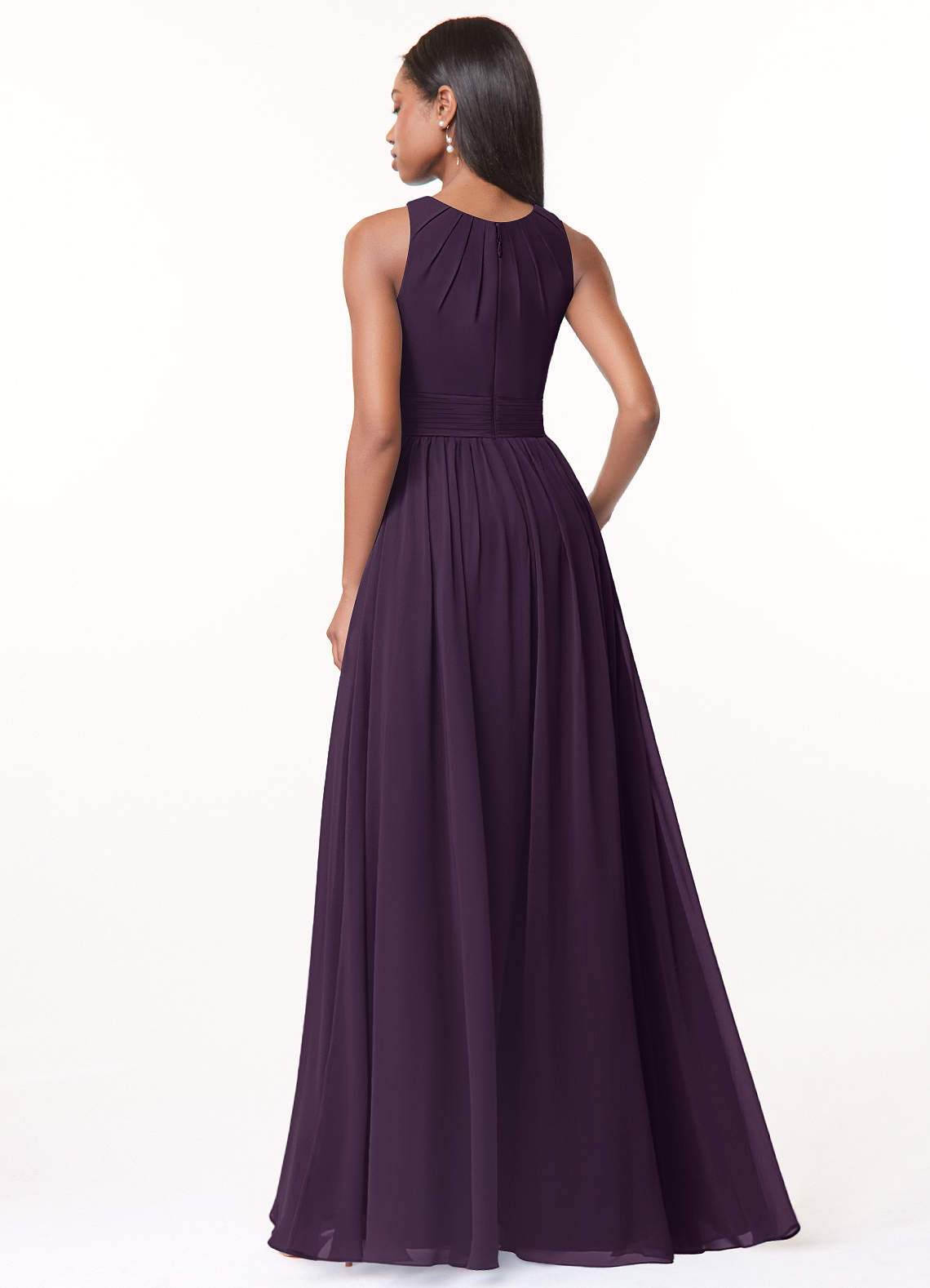 Harper A-Line Scoop-Neck Chiffon Bridesmaid Dress in Plum