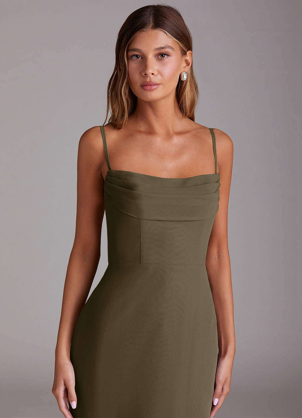 Saige A-Line Off-the-Shoulder Chiffon Bridesmaid Dress in Willow Green