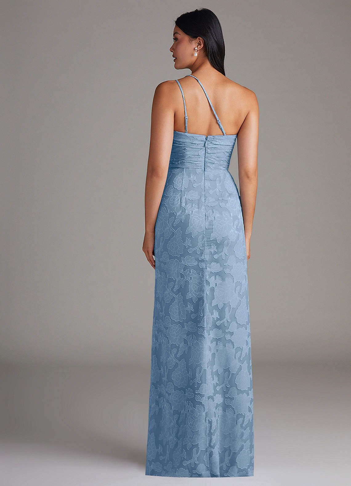 Eren Sheath One-Shoulder Floral Burnout Bridesmaid Dress in Powder Blue
