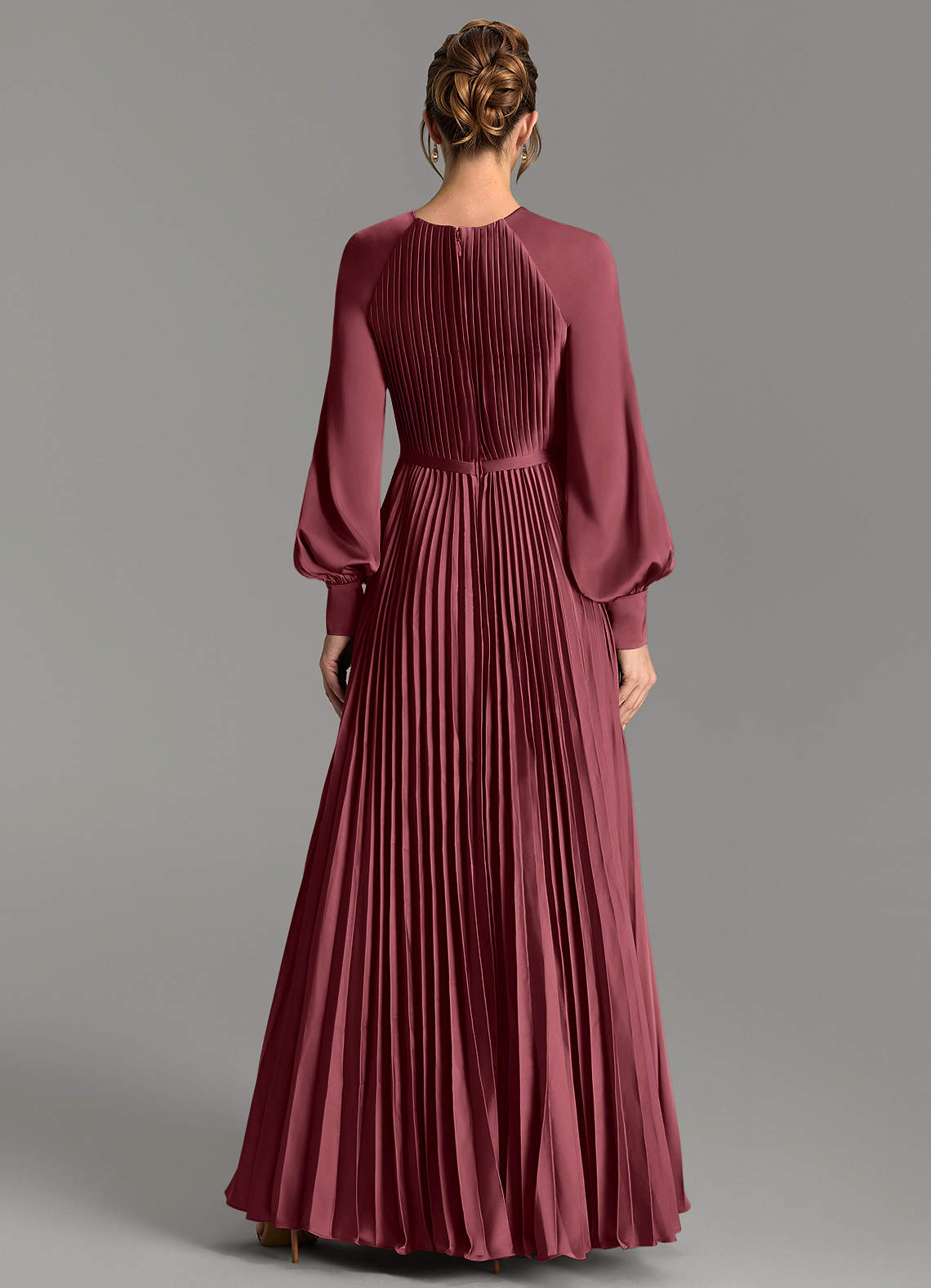 Grayson A-Line Scoop-Neck Stretch Satin Bridesmaid Dress in Merlot
