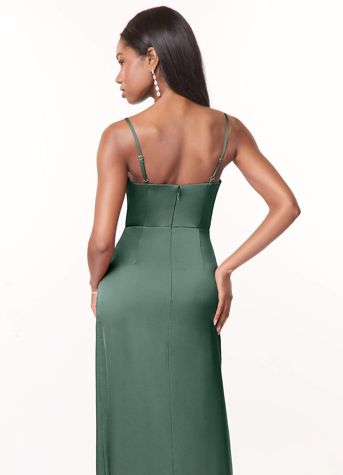 Maci A-Line V-Neck Stretch Satin Bridesmaid Dress