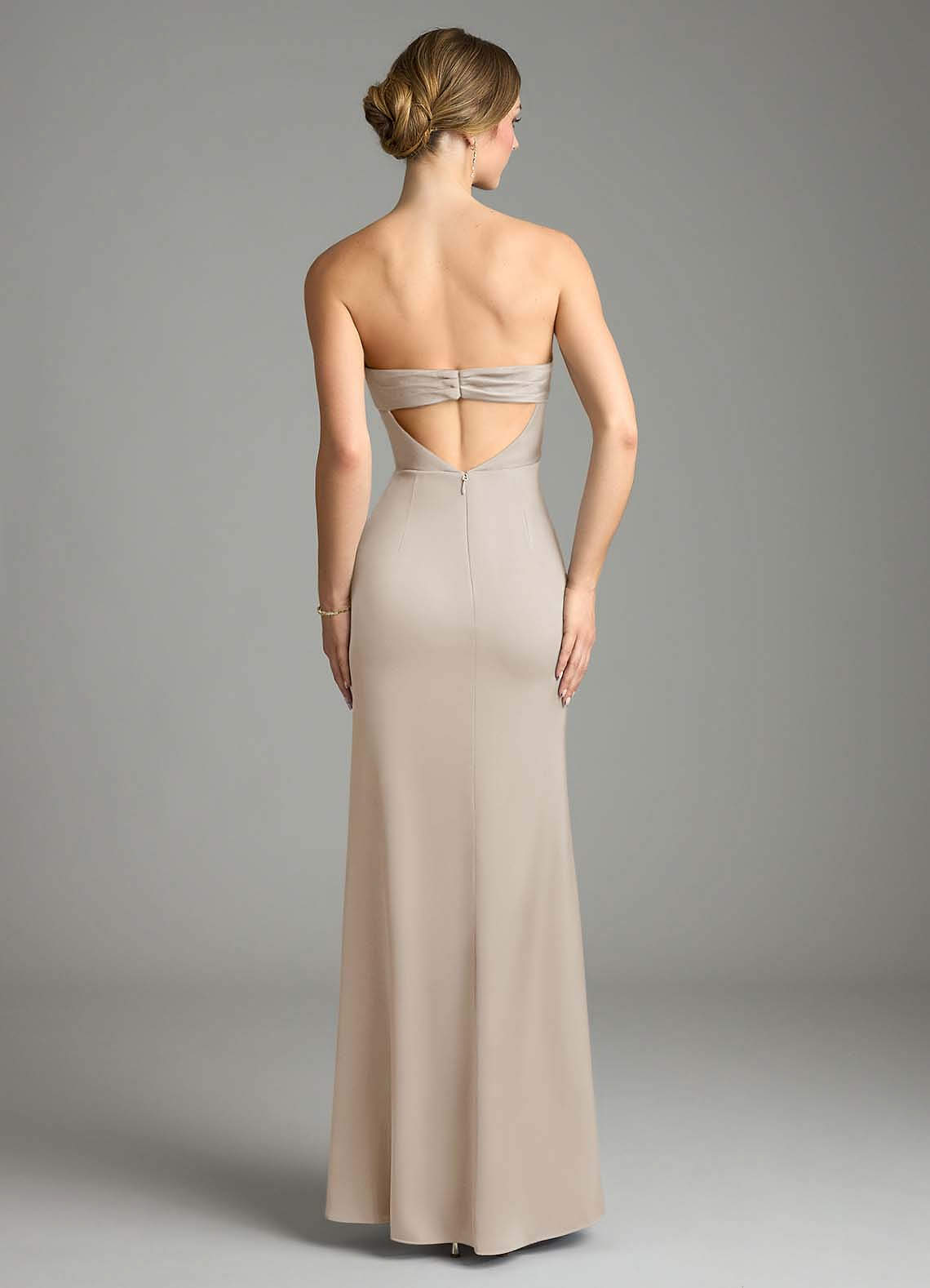 Leonis Mermaid Cowl-Neck Stretch Satin Bridesmaid Dress in Frost