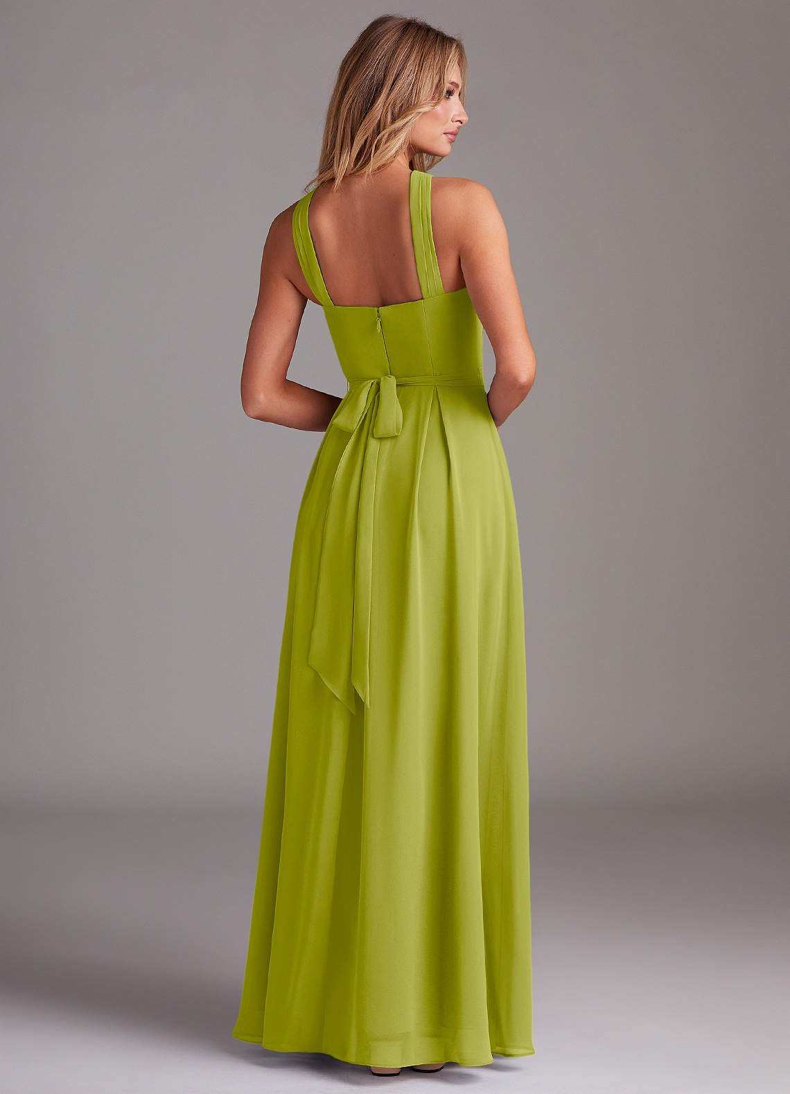 Dixie A-Line Halter Chiffon Bridesmaid Dress in Lemongrass