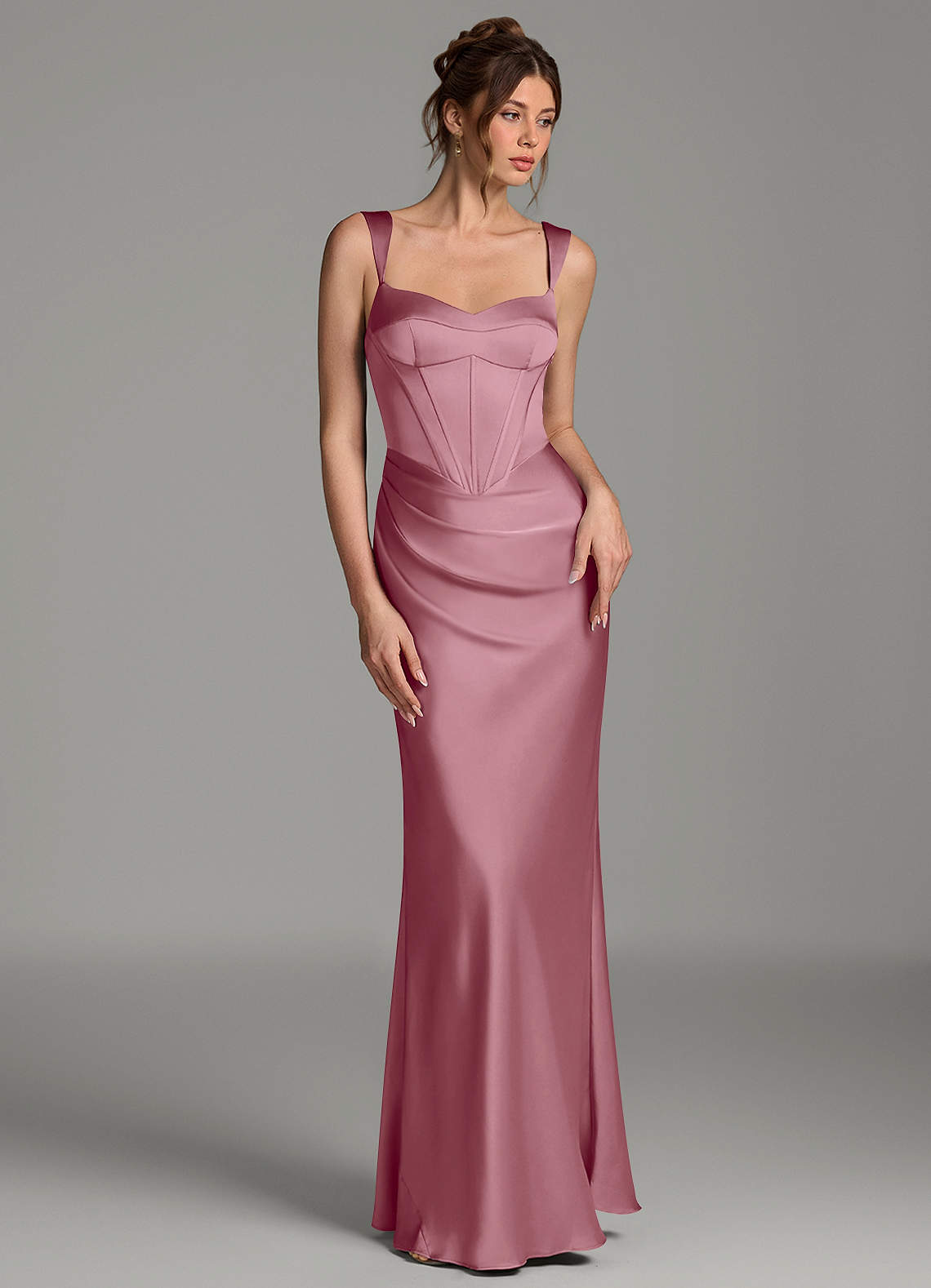 Mela Sheath Sweetheart Stretch Satin Bridesmaid Dress in Vintage Mauve