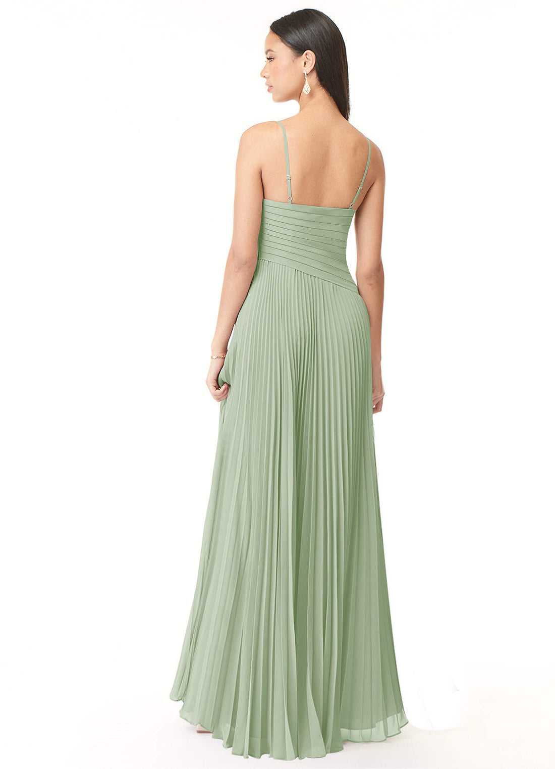 Vini A-Line V-Neck Chiffon Bridesmaid Dress in Dusty Sage