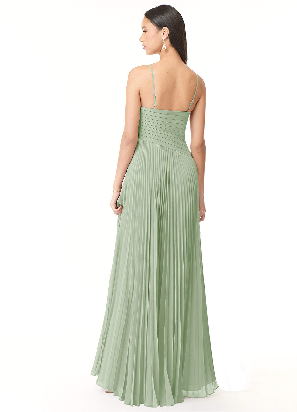 Vini A-Line V-Neck Chiffon Bridesmaid Dress in Dusty Sage