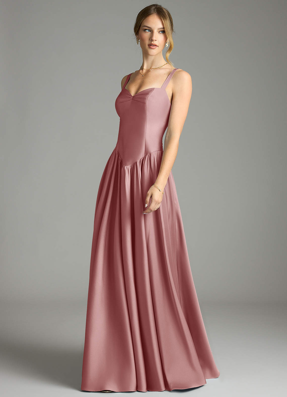 Evadina A-Line Sweetheart Stretch Satin Bridesmaid Dress in dusty rose