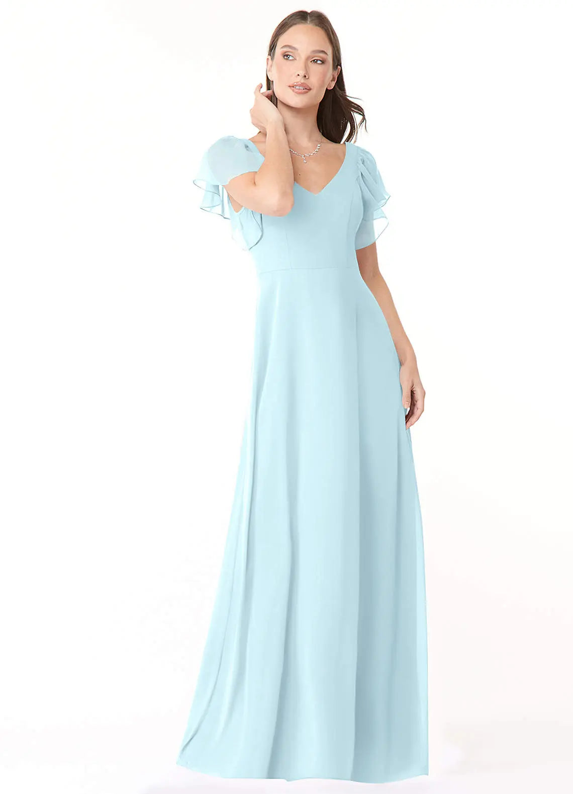 Syenna A-Line V-Neck Chiffon Bridesmaid Dress in Cloud Blue