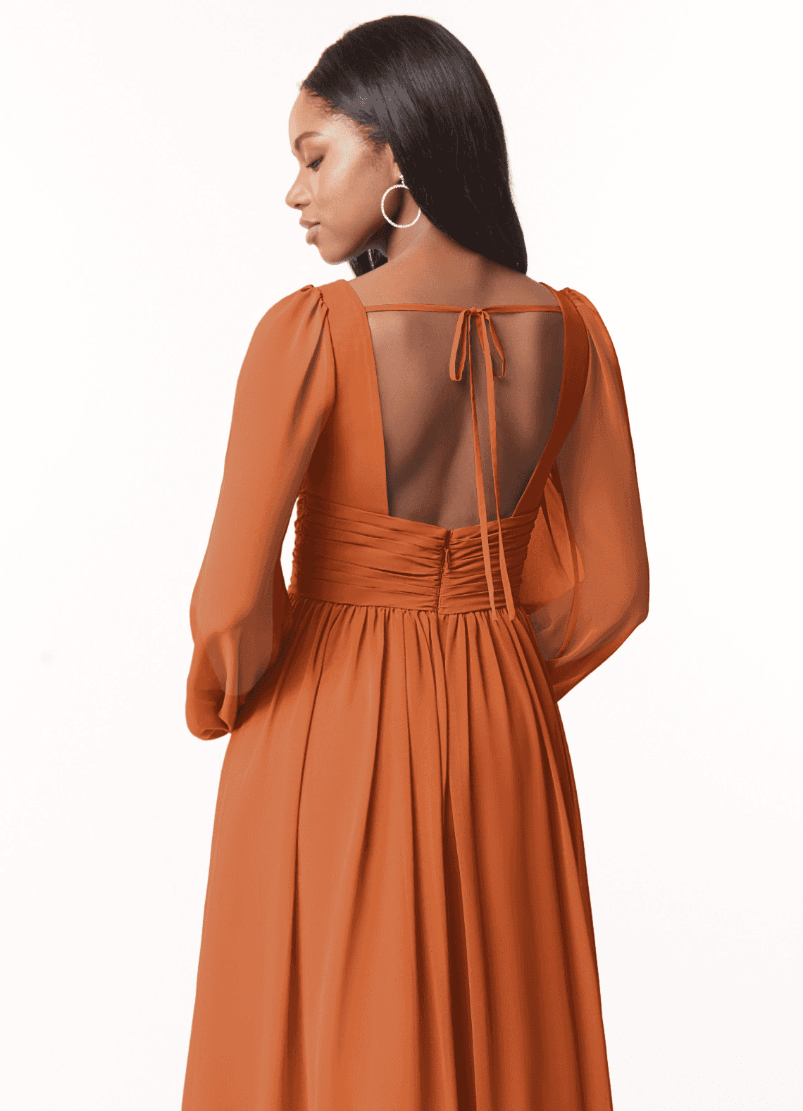 Norah A-Line V-Neck Chiffon Bridesmaid Dress in Cinnamon