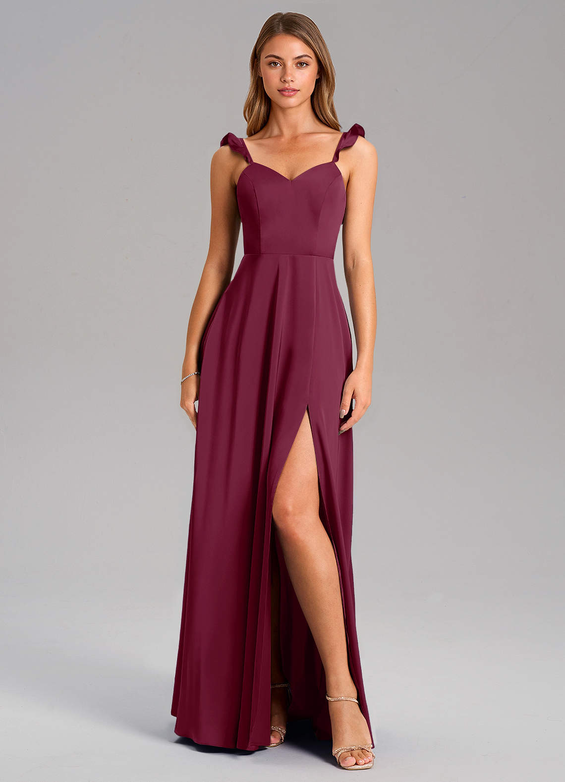Everett A-Line V-Neck Chiffon Bridesmaid Dress in Mulberry