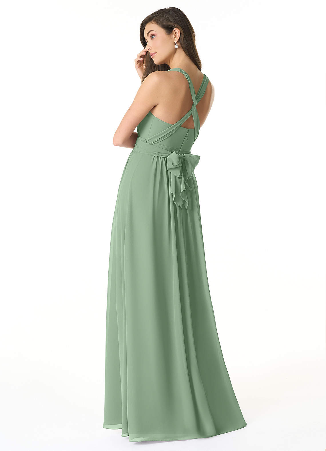 Olani A-Line V-Neck Chiffon Bridesmaid Dress in Matcha