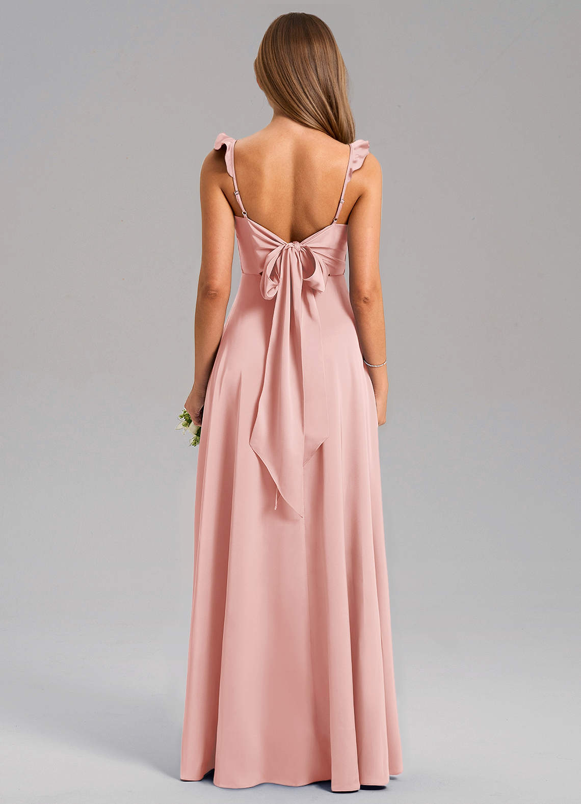 Everett A-Line V-Neck Chiffon Bridesmaid Dress in Powder Pink