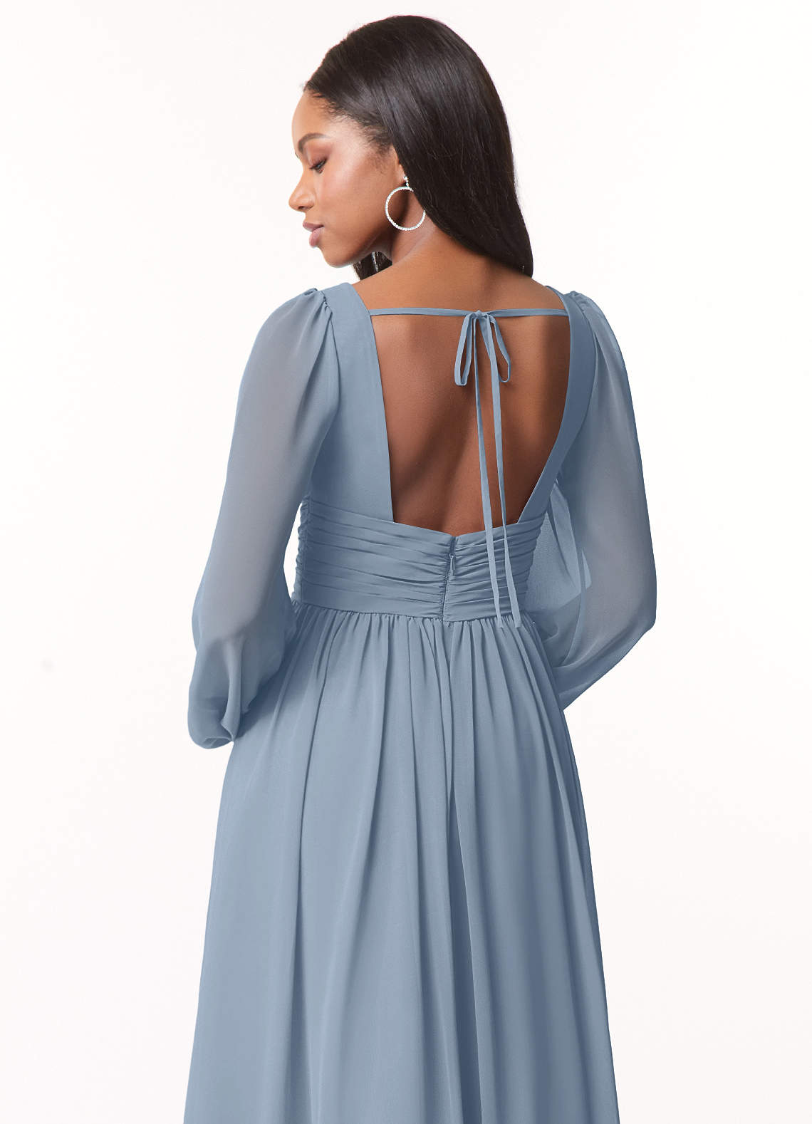Norah A-Line V-Neck Chiffon Bridesmaid Dress in dusty blue