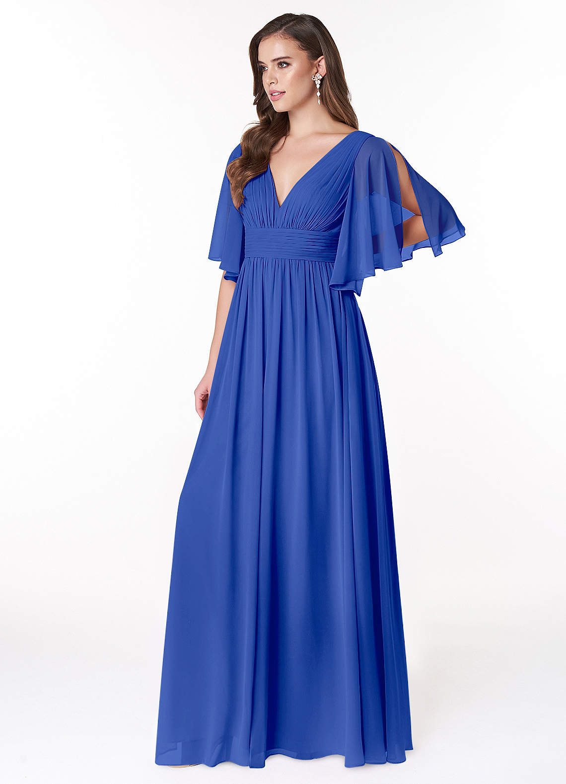 Temeka A-Line V-Neck Chiffon Bridesmaid Dress in Royal Blue