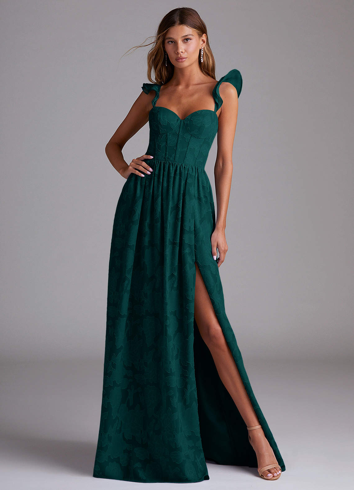 Denisse A-Line Sweetheart Floral Burnout Bridesmaid Dress in Pine