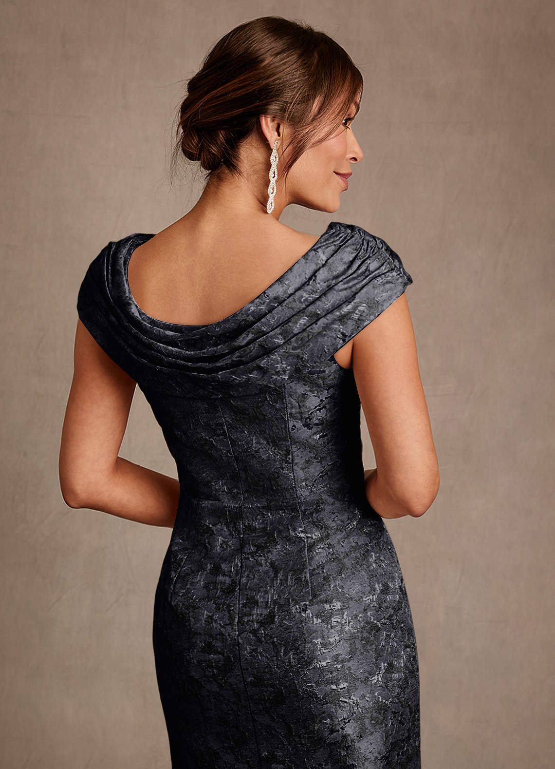 Irvine A-Line Scoop-Neck Jacquard Mother of the Bride Dress