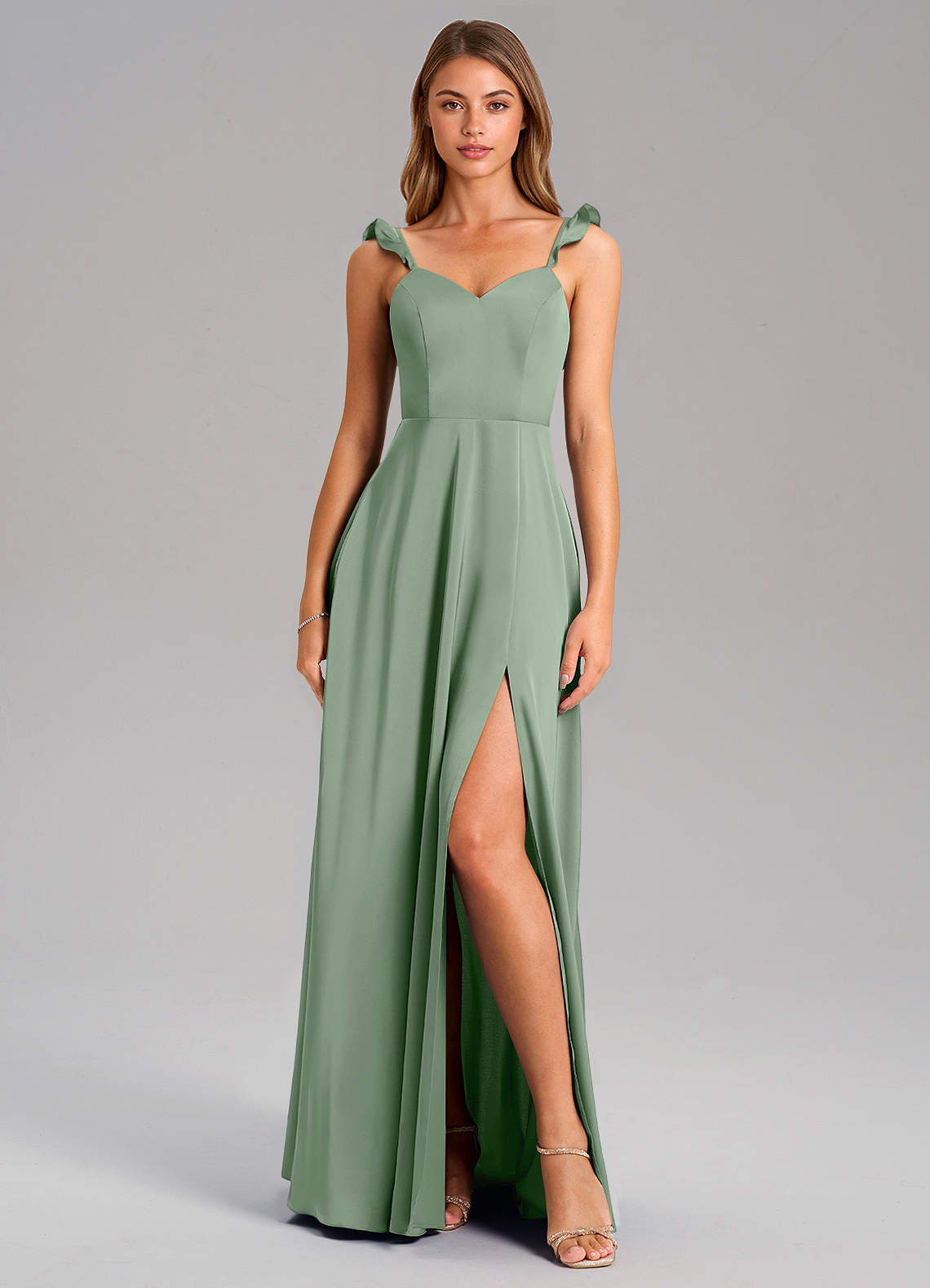 Everett A-Line V-Neck Chiffon Bridesmaid Dress in Matcha