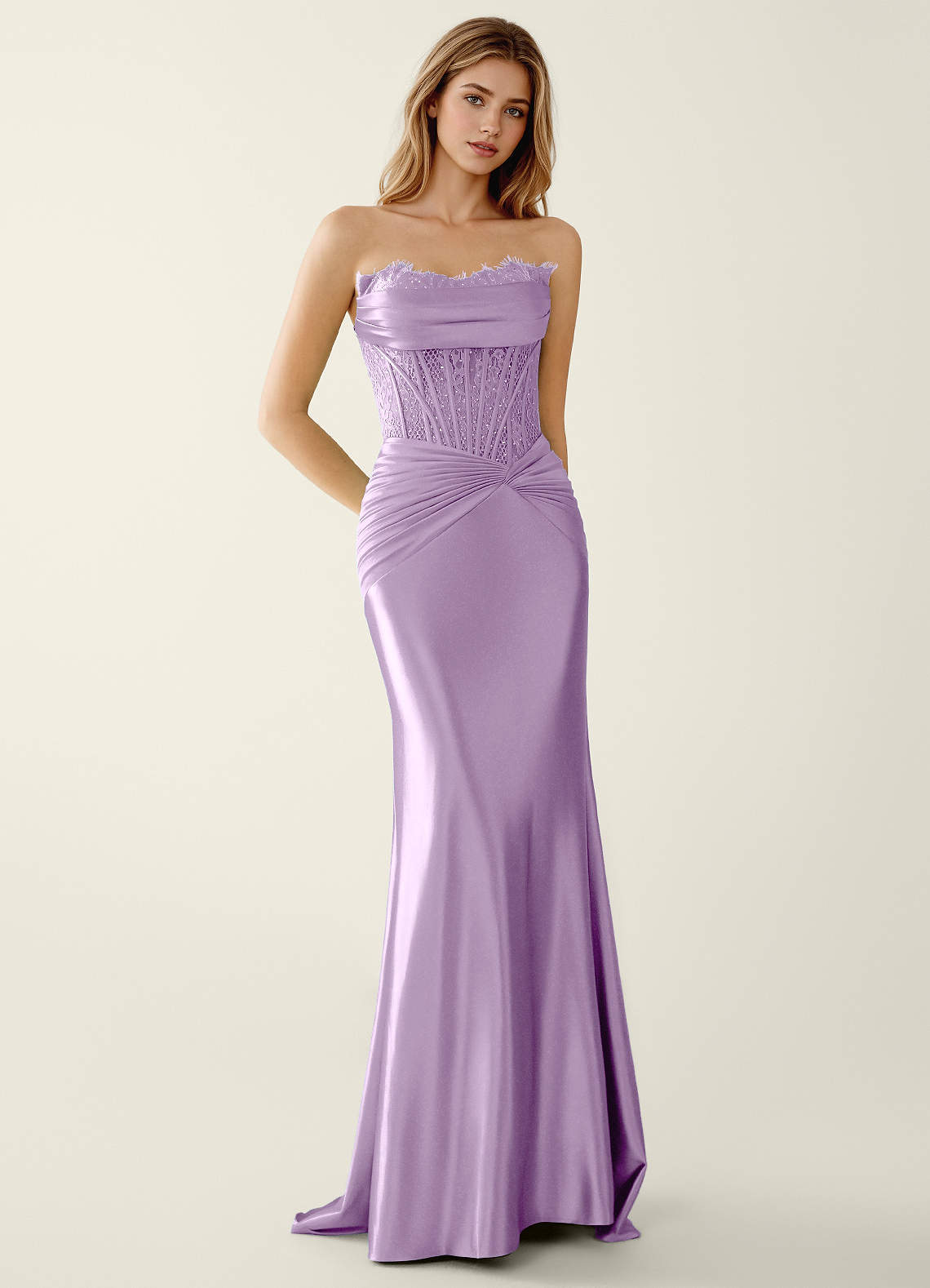 Sasha Mermaid Strapless Stretch Satin Evening Dress in Burgundy
