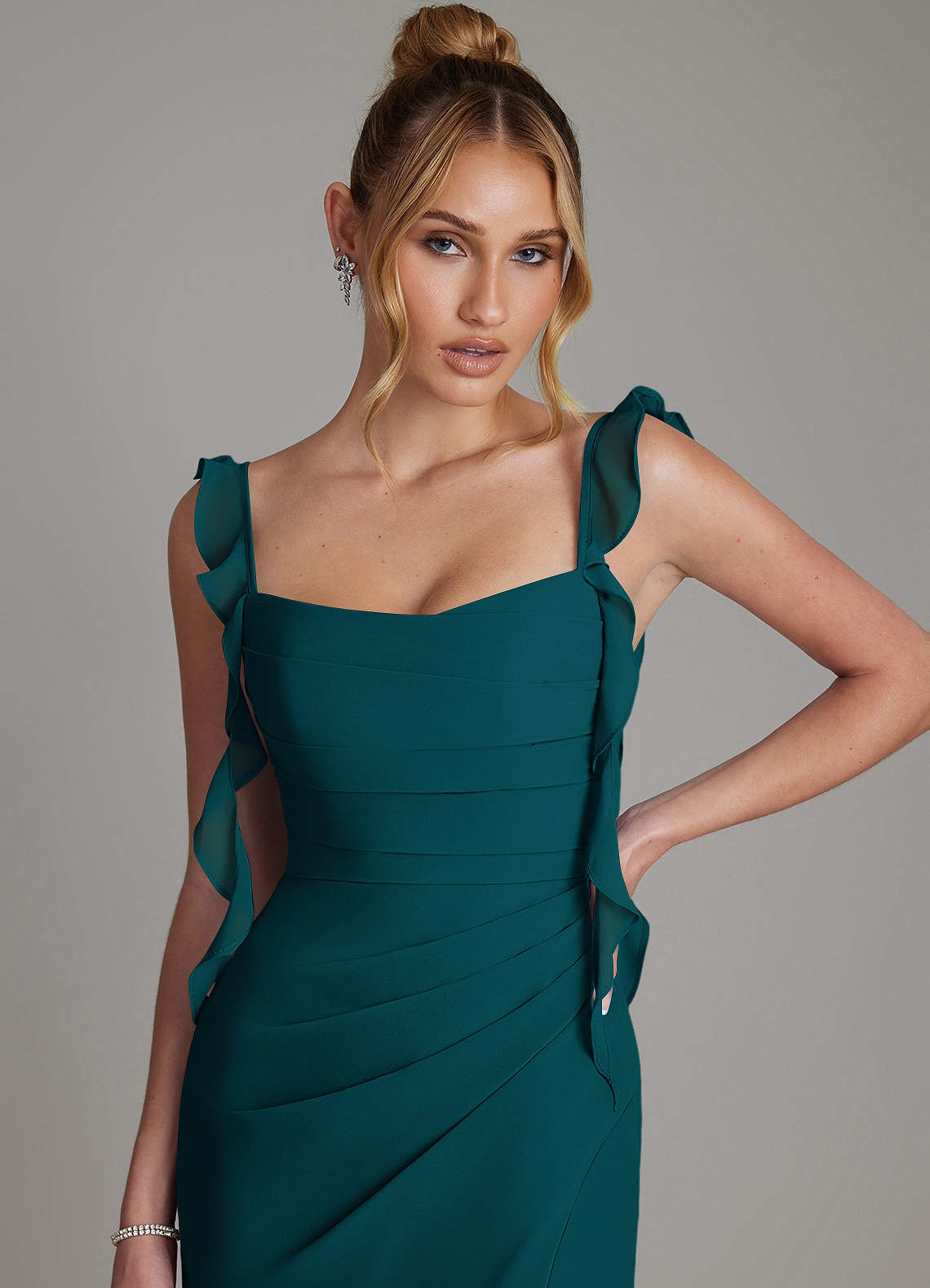 Jessamine Mermaid Sweetheart Chiffon Bridesmaid Dress in Pine
