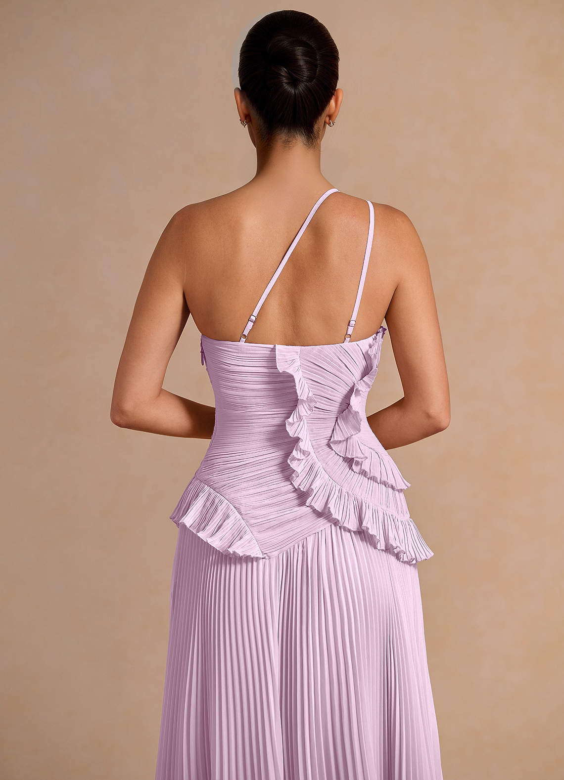 Melody A-Line One-Shoulder Chiffon Evening Dress in Frosted Lilac