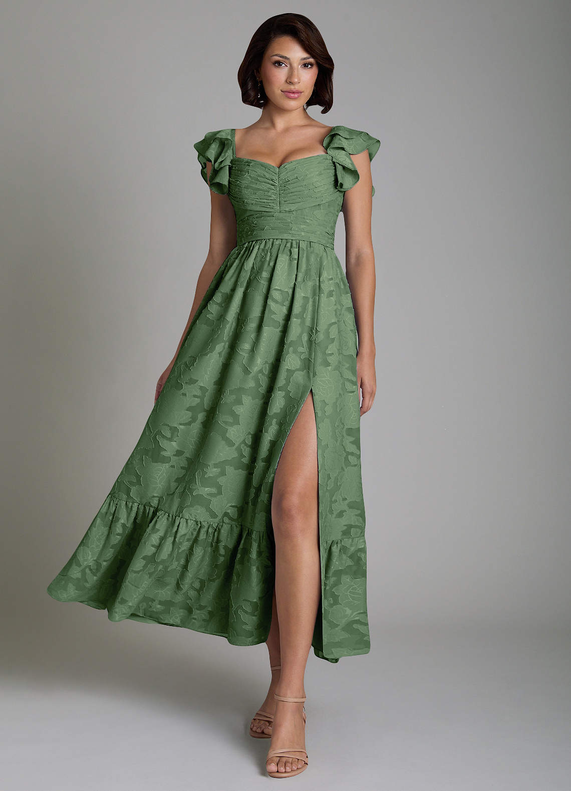 Anaya A-Line V-Neck Floral Burnout Bridesmaid Dress in Eucalyptus