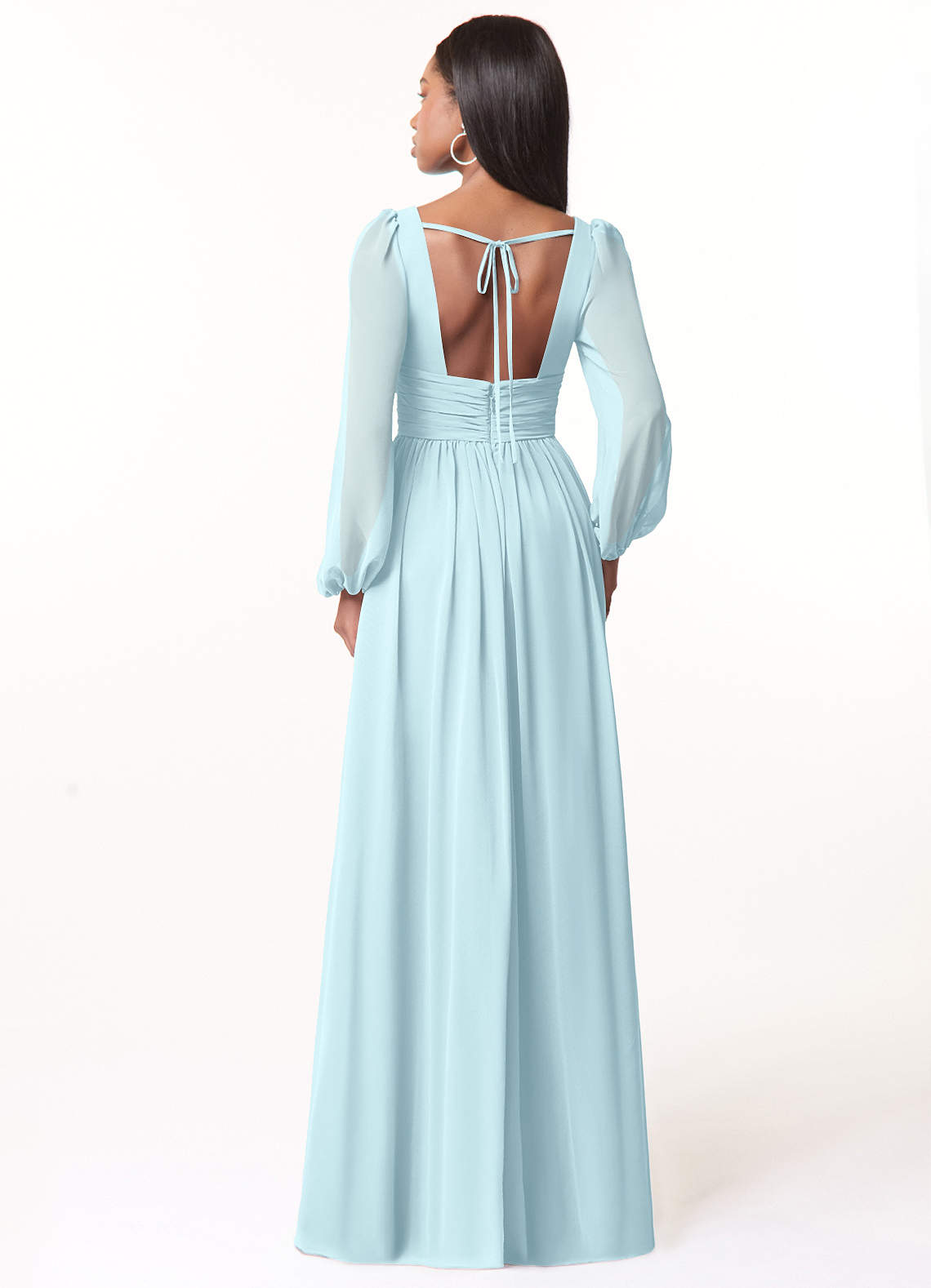 Norah A-Line V-Neck Chiffon Bridesmaid Dress in Cloud Blue