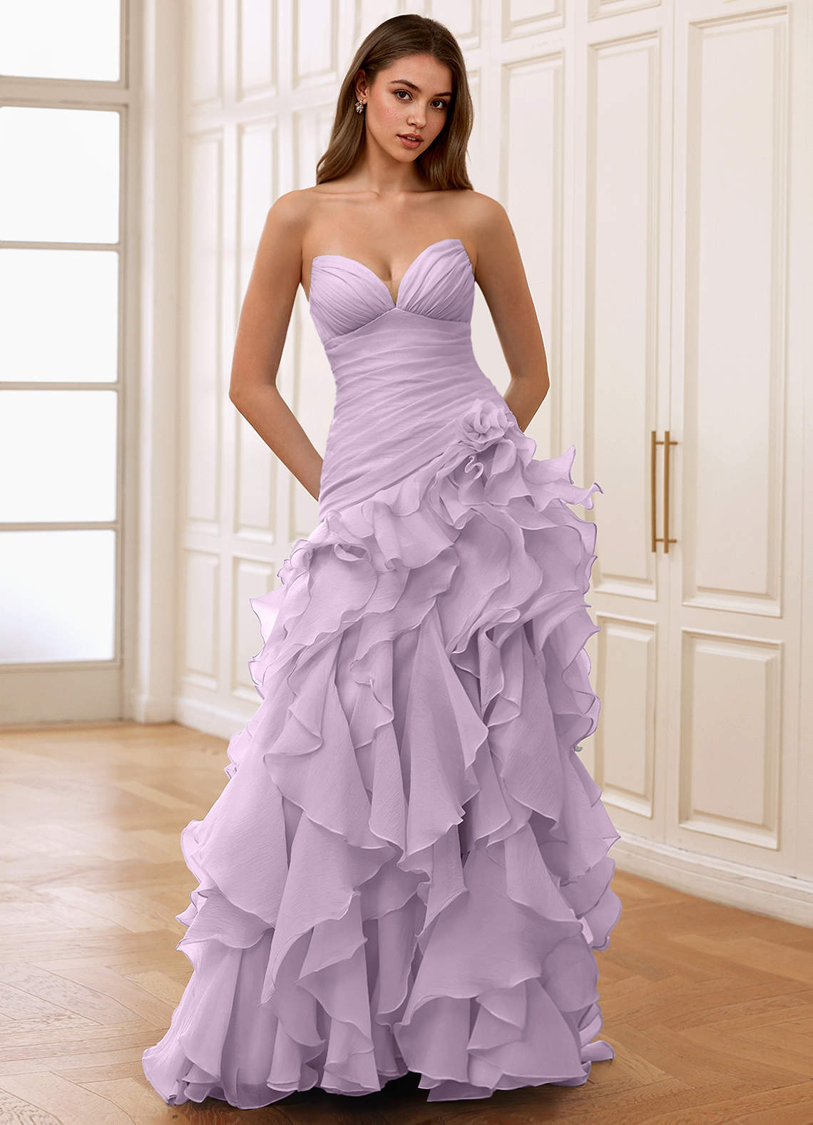 Christabelle Mermaid Sweetheart Chiffon Evening Dress in Lilac