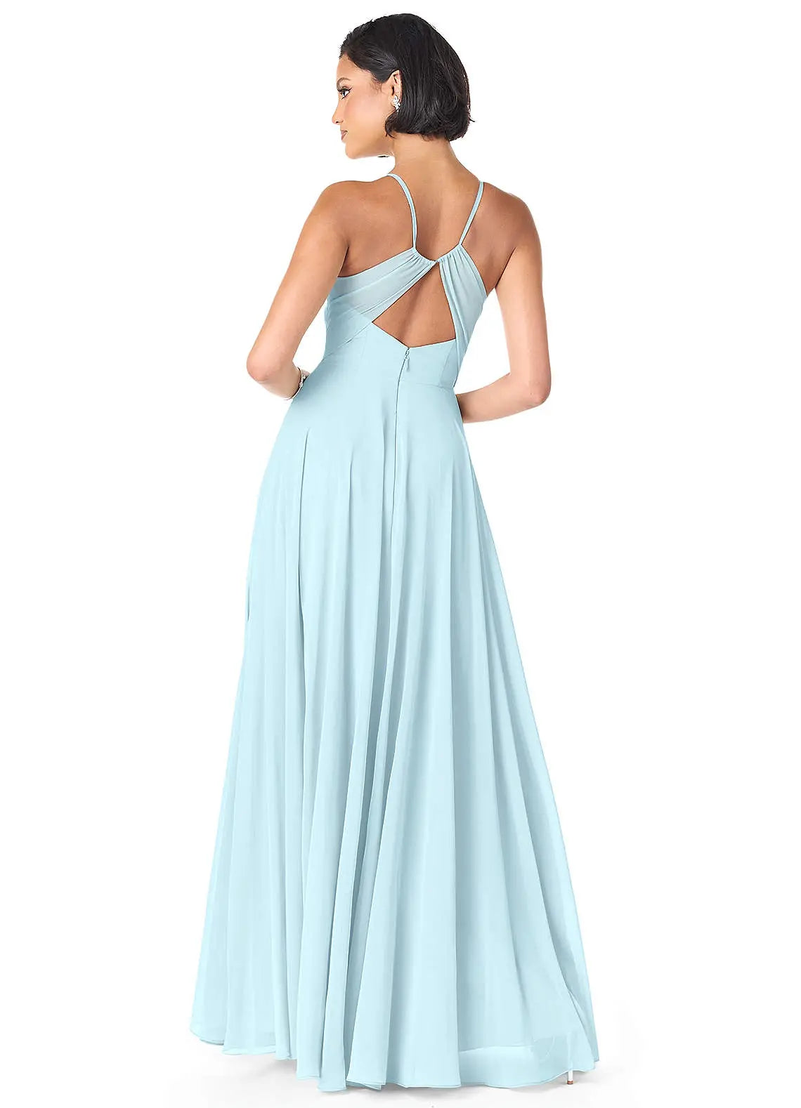 Avelina A-Line V-Neck Chiffon Bridesmaid Dress in Cloud Blue